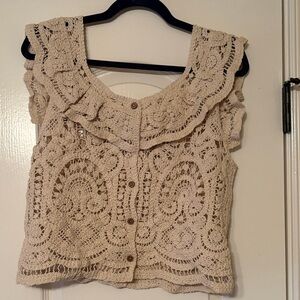 Elegant Ecru Button Down Sweater for Women